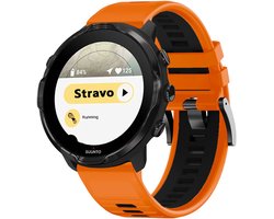 Stravo Tweekleurig Siliconen Sport Bandje 24mm voor Garmin Venu X1, COROS NOMAD / APEX 4 46mm & TicWatch Pro 5 / Pro 5 Enduro – Quick Release Horlogebandje – Oranje / Zwart