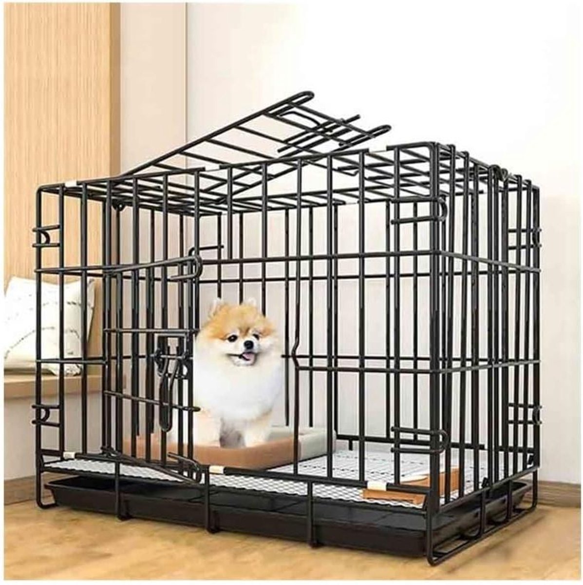 Hondenbench - Hondenverblijf - Veilig Verblijf - Stille Universele Wielen - Voor Kleine Honden - Zwart