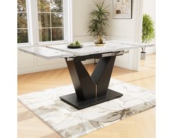 Esstafel - 99-159×75 cm - Uitschuifbare Teleskooptafel - Brede Werkruimte, Flexibel Design - MDF - Wit