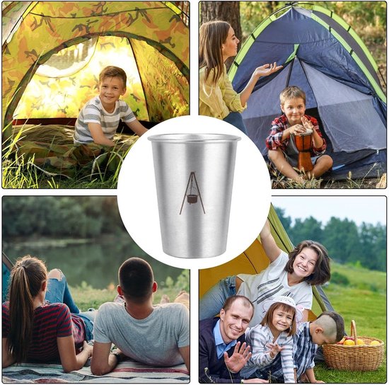 Roestvrijstalen Beker - Veldbeker Metaal - Outdoor Drinken - Stapelbaar Ontwerp - 350 ml - Zilverkleurig — afbeelding 5