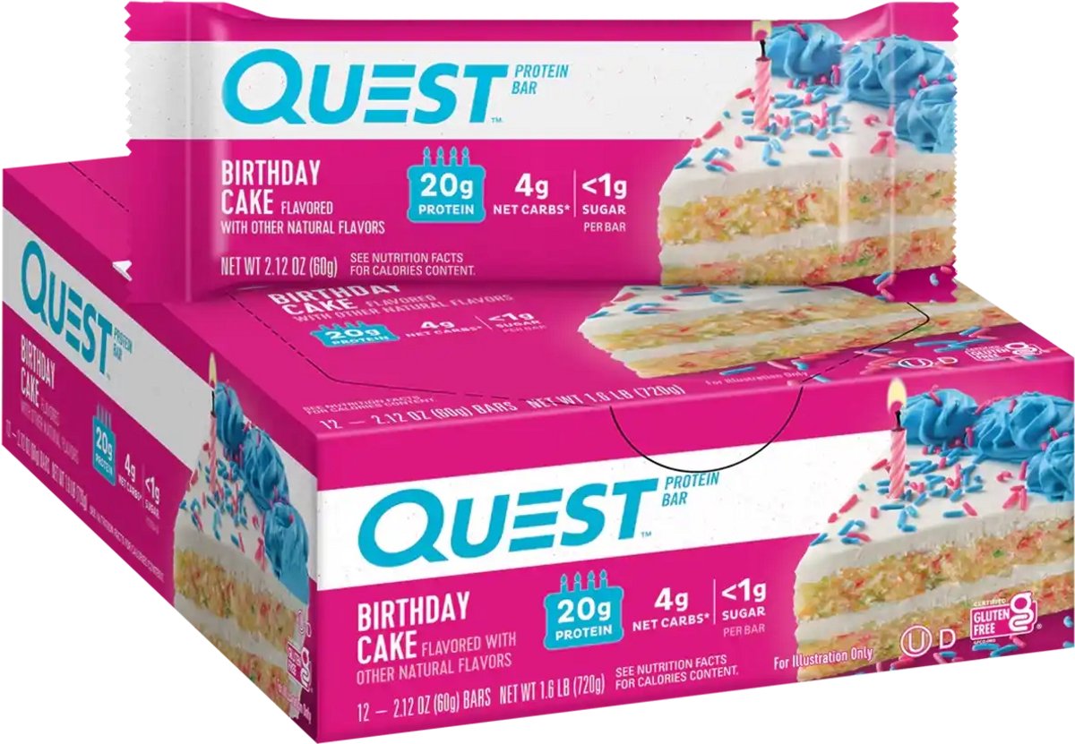 Quest Nutrition Quest Bar - Eiwitreep - 1 doos (12 eiwitrepen) - Birthday cake