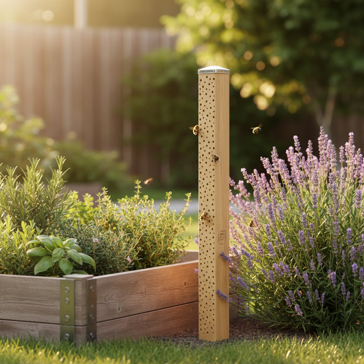 Bijenhotel Eikenhout 100 cm – Nestplaats Wilde Bijen – Duurzaam Massief Eikenhouten Boomstam – Nestplaats Wilde Bijen – Duurzaam Eikenhout