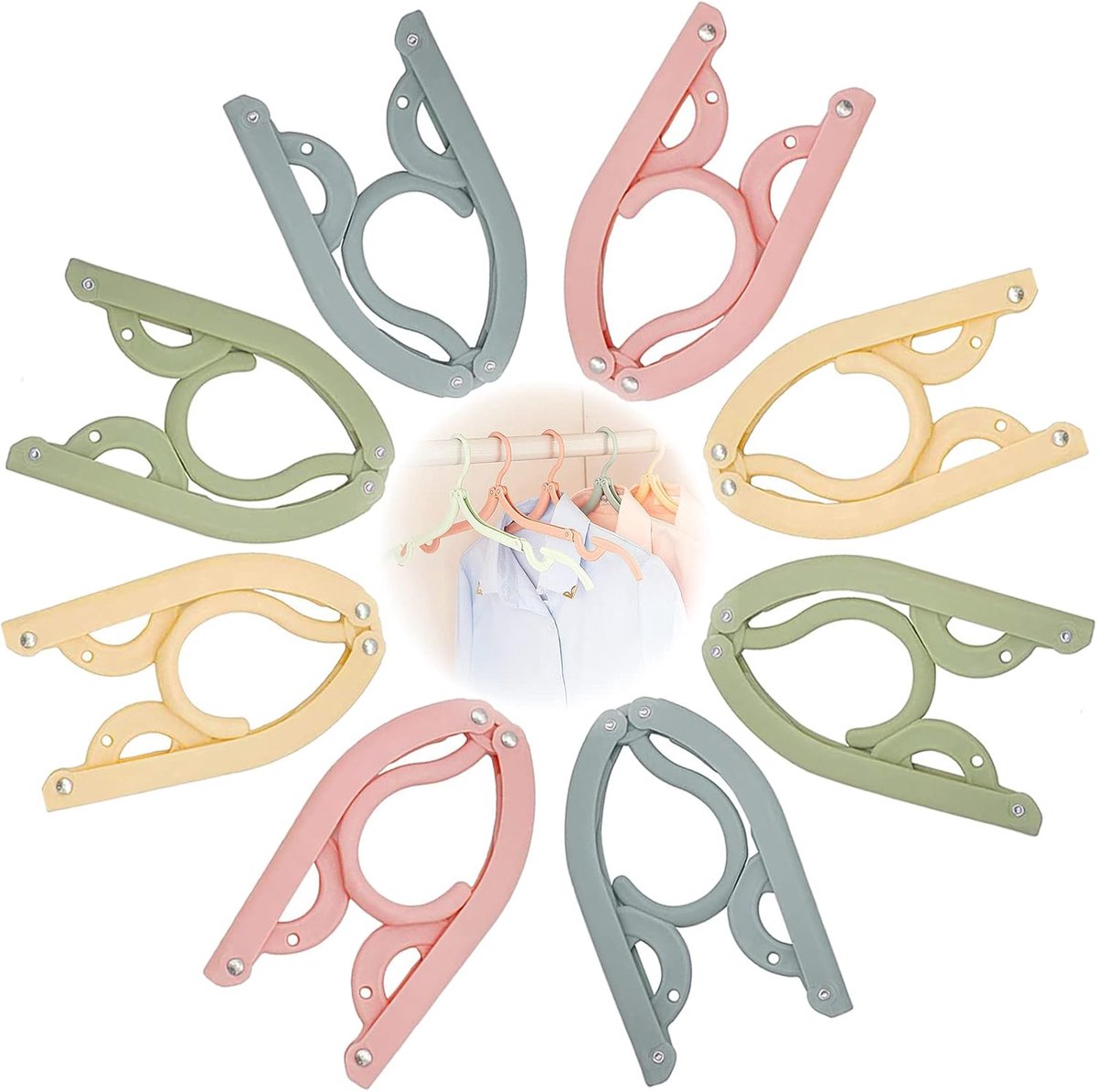 Opblaasbare Kledinghangers - Reishangers - Ruimtebesparend - Anti-slip - Voor Drogen van Wasgoed op Reis - Compact - Set van 8 - 4 kleurs - van Imperatoris