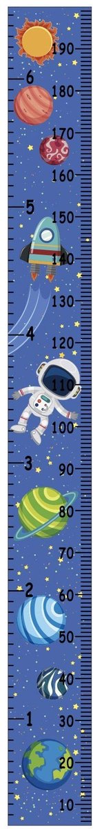 ONF3 - Groeimeter - Maatlat voor Kinderen - Wanddecoratie - Blauw - Precisie Meting - Perfect voor Kinderen - 20x200cm