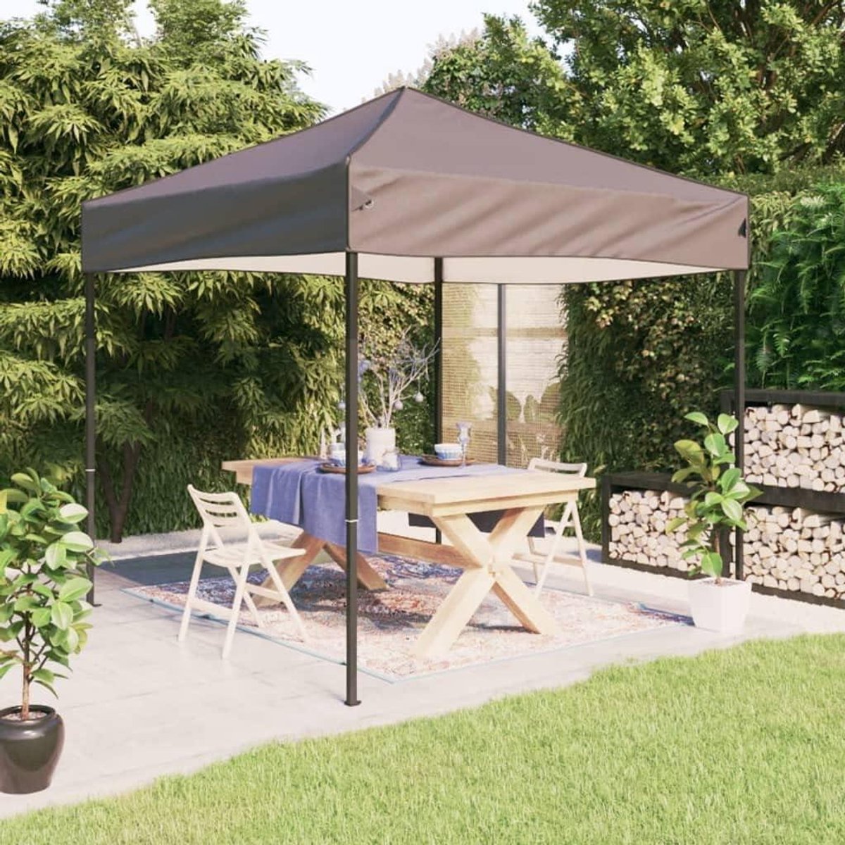 Partytent Opvouwbaar - Paviljoen Tent - Feestjes Buiten - Waterafstotend Oxford - 3 x 3 m - Taupe