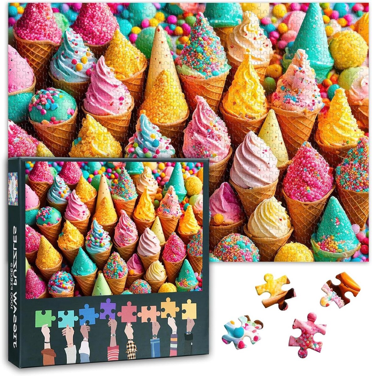Legpuzzel 1000 Stukjes - Puzzel Volwassenen Jigsaw Puzzel - Familie Activiteit - Levendige Kleuren - 70x50 cm - Consumptie-ijs
