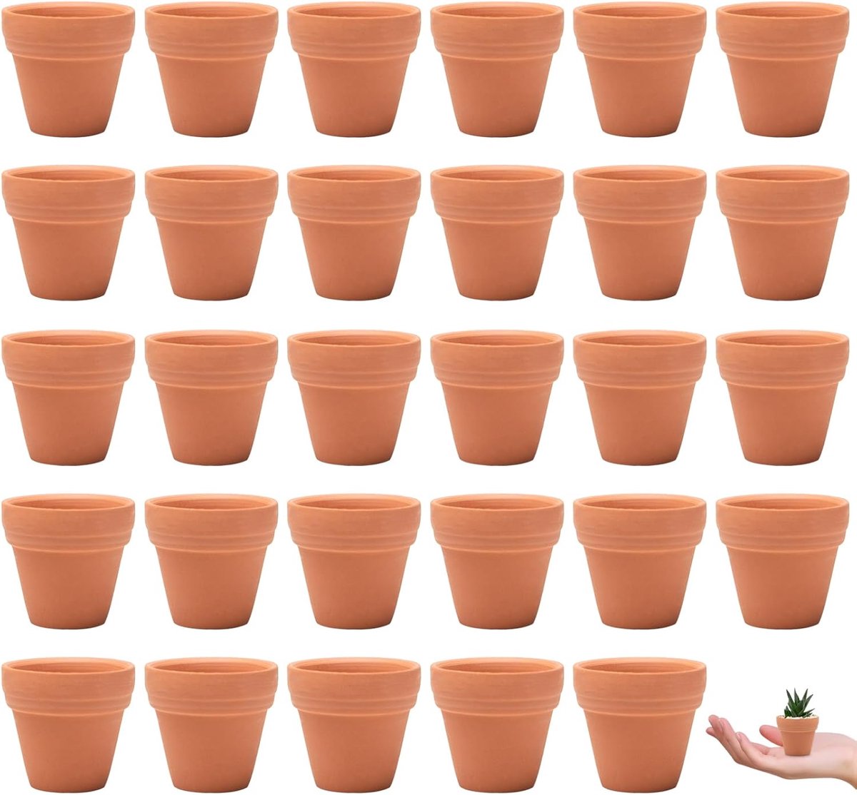Famanu – Set van 30 mini terracotta potten van 3,5 x 3 cm met drainagegaten, ideaal voor cactussen en ambachtelijke projecten