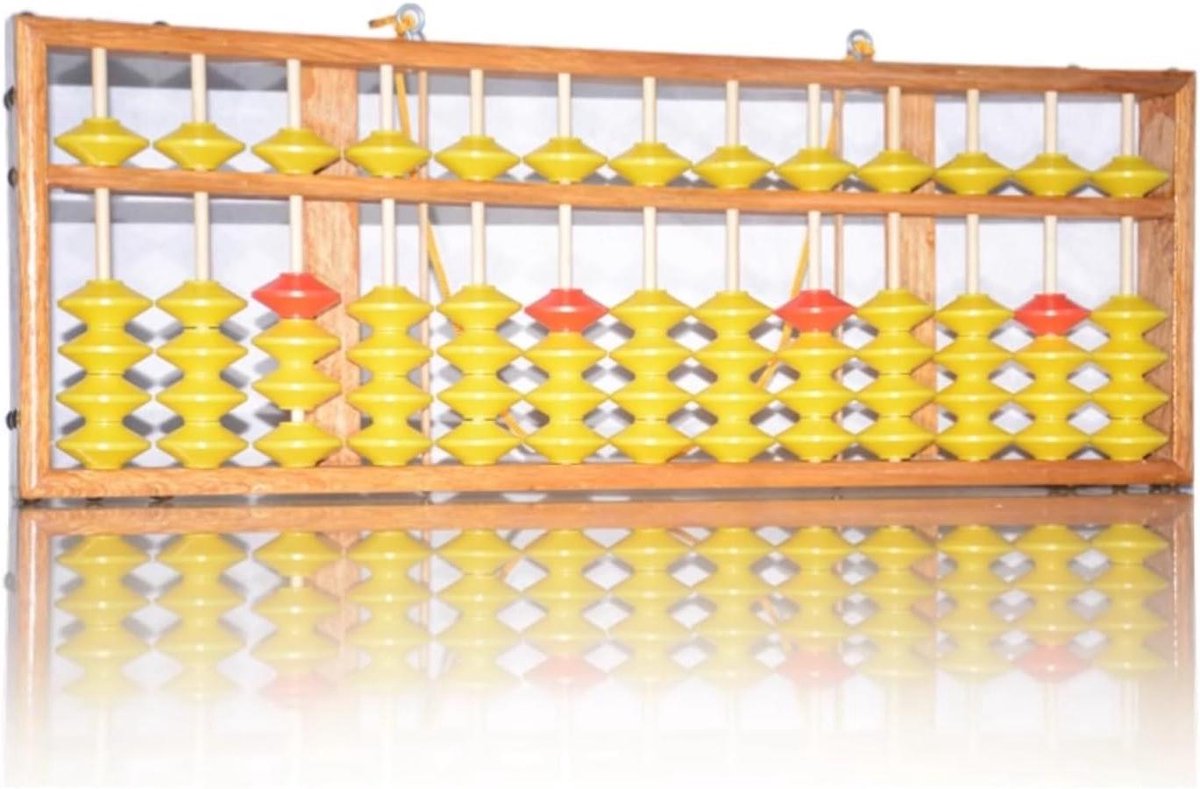 Houten Telraam - Rekenrek Klasiek - Rekenen Leren - Afgeronde Oppervlakte - 58.5x20.5 cm - Geel