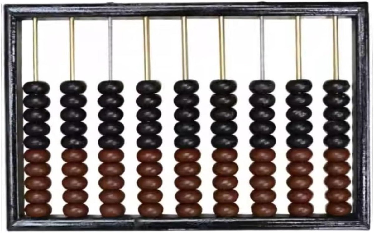 Houten Telraam - Rekenmachine Klassiek - Rekenen Leren - 9 Kolommen - 30x20x3cm - Houtkleur