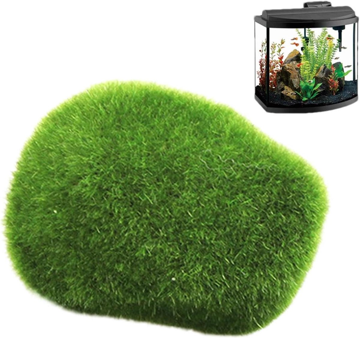 Mosballen Aquarium - Decoratieve Stenen - Aquarium Decoratie - Realistische Textuur - Verschillende Maten - Groen