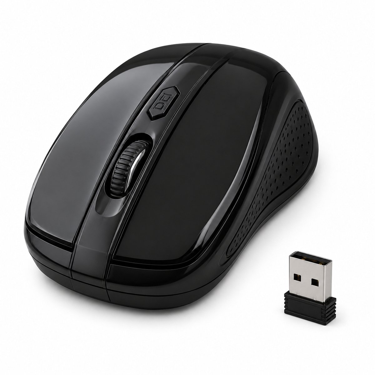 Draadloze Muis 2.4 GHz – Ergonomische Wireless USB Muis met Nano Receiver – 800-1600 DPI – Tot 10 Meter Bereik – Zwart