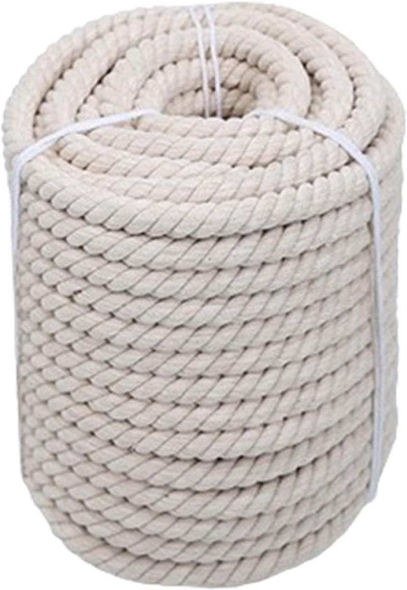 Katoenen Touw - Stevig Wit Touw - Knutselprojecten en Decoratie - Hoge Sterkte Katoenvezel - 10 meter x 2 cm