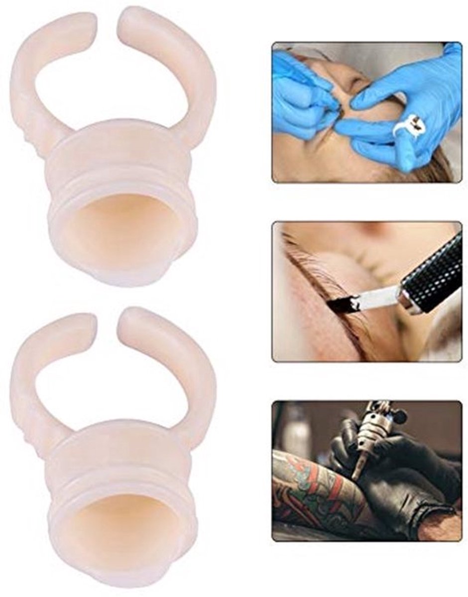 100pcs Silicone Tattoo Ring Cups - Herbruikbaar & Waterdicht - Voor Professioneel Gebruik