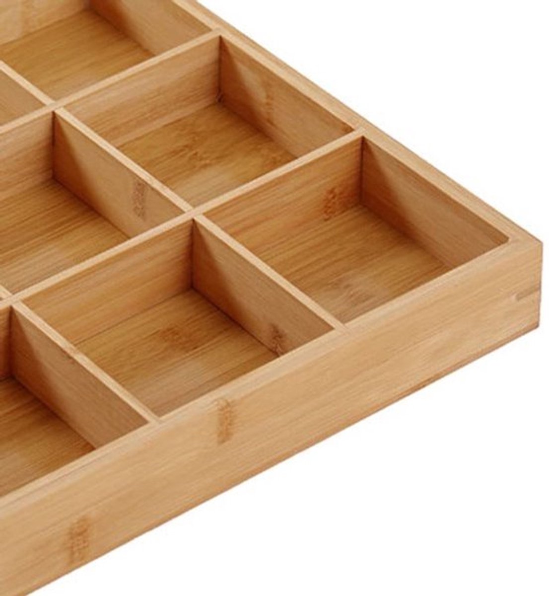 Houten Tray met Handvat - 9 Compartimenten - Stabiele Structuur en Fijn Gepolijst