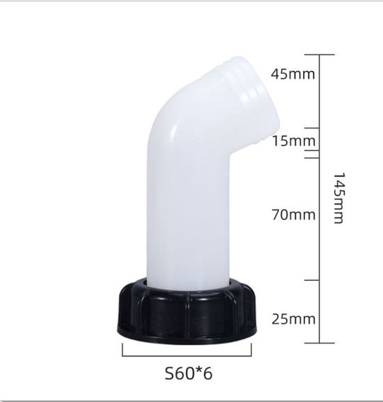 Twee S60x6-afvoermondstukken, adapter met klep, verlengbuis en mondstukken, universeel type, geschikt voor 1000L IBC-containers, waterdicht, eenvoudig te installeren. — afbeelding 5