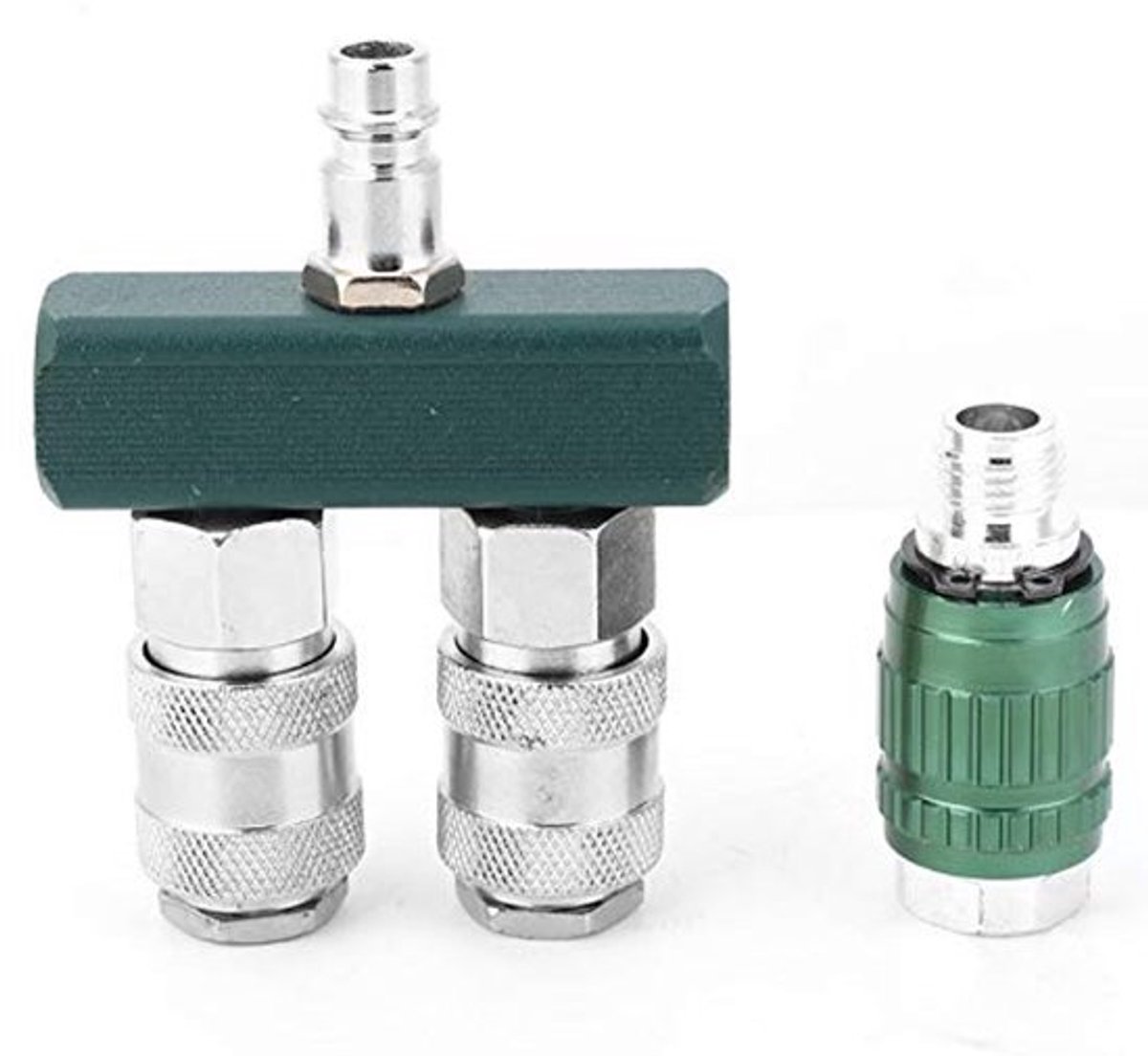 Selbro® Luchtcompressorconnector, 2-weg luchtslangsplitser, 1/4 in NPT, luchtgereedschapfittingen, 360 graden draaibare connectoren