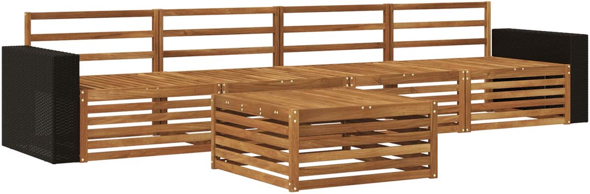 vidaXL Buiten - bank - set - 5 - st - 4-zits - Naturel - Massief - Acacia - Hout
