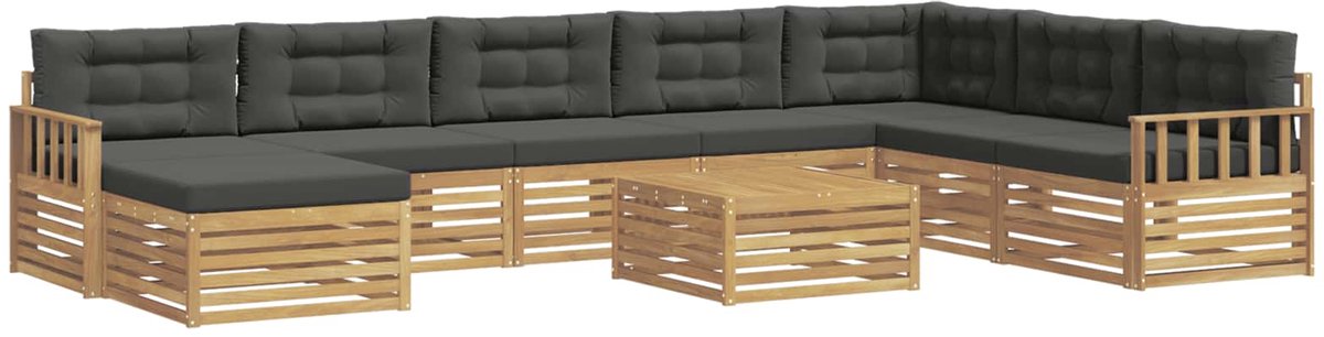vidaXL Buiten - bank - set - 9 - st - 7-zits - Wit - en - antracietkleurig Wit en antracietkleurig