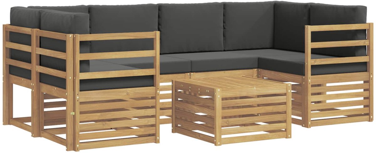 vidaXL Buiten - bank - set - 7 - st - 6-zits - Wit - en - antracietkleurig - Polyester Wit en antracietkleurig