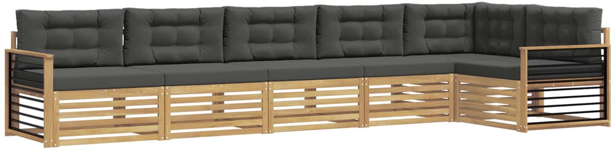 vidaXL Buiten - bank - set - 6 - st - 6-zits - Wit - en - antracietkleurig - Polyester Wit en antracietkleurig
