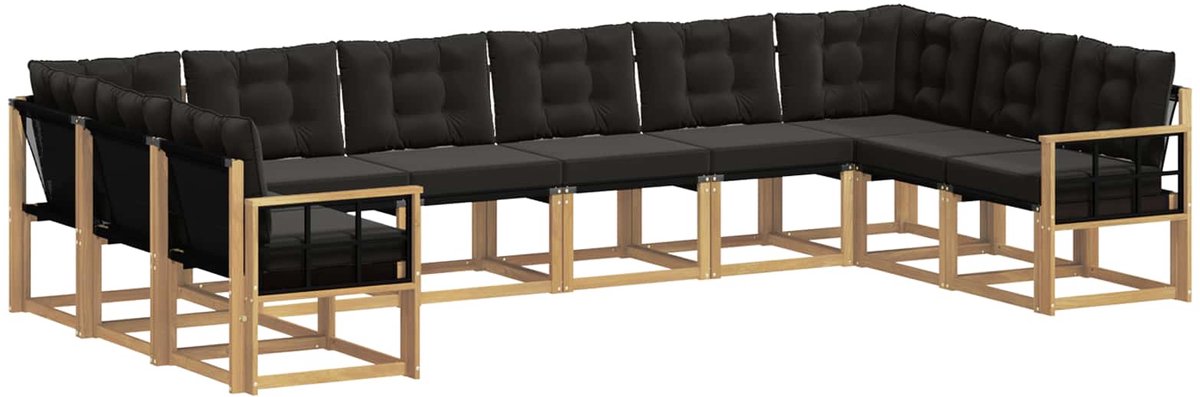 vidaXL Buiten - bank - set - 10 - st - 10-zits - Wit - en - zwart Wit en zwart