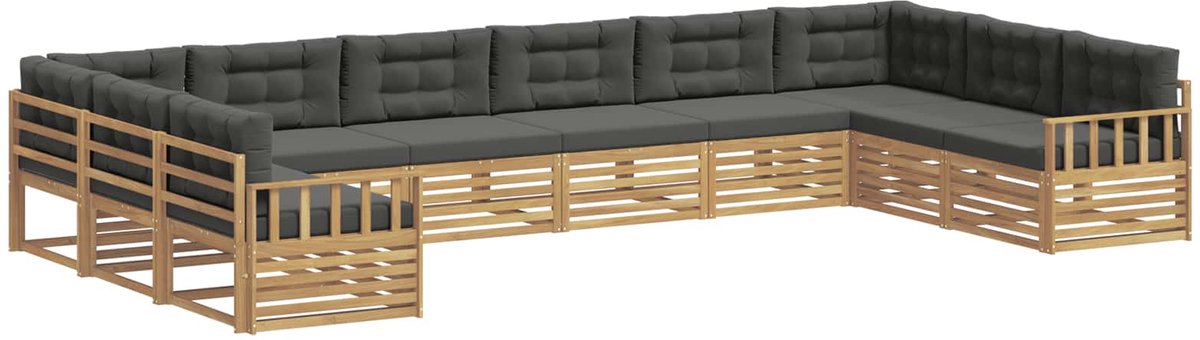 vidaXL Sofa-Sets - 10 - st - 10-zits - White - and - Anthracite - Polyester wit en antracietkleurig