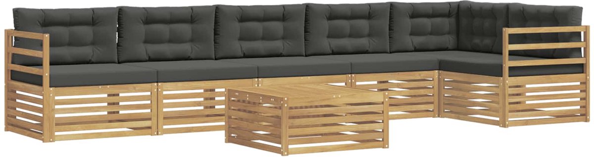 vidaXL Buiten - bank - set - 7 - st - 6-zits - Wit - en - antracietkleurig - Polyester Wit en antracietkleurig