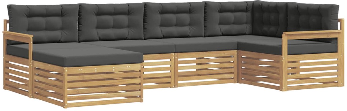 vidaXL Buiten - bank - set - 6 - st - 6-zits - Wit - en - antracietkleurig - Polyester Wit en antracietkleurig