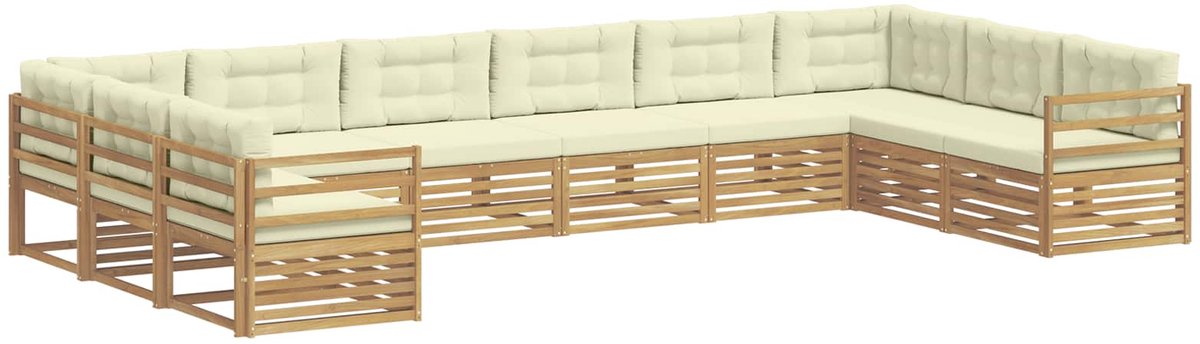 vidaXL Sofa-Sets - 10 - st - 10-zits - White - and - Cream - Polyester Wit en crèmekleurig