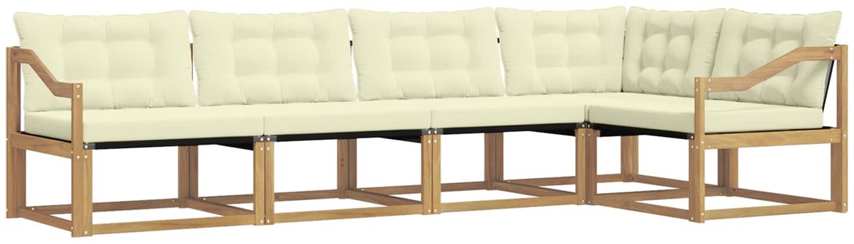 vidaXL Buiten - bank - set - 5 - st - Wit - en - crèmekleurig Wit en crèmekleurig