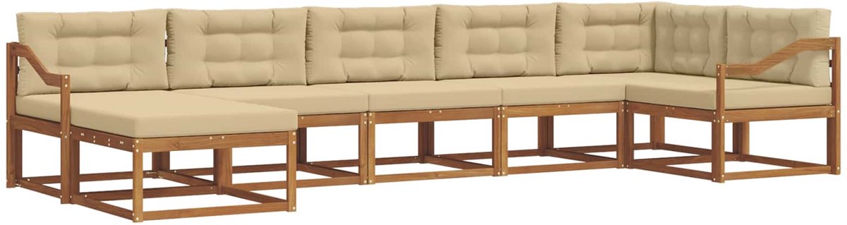 vidaXL Buiten - bank - set - 7 - st - 7-zits - Natuurlijk - en - Beige Natuurlijk en Beige