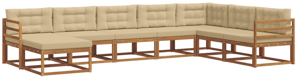 vidaXL Buiten - bank - set - 8 - st - 8-zits - Natuurlijk - en - Beige Natuurlijk en Beige