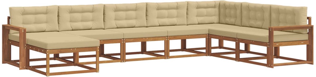 vidaXL Buiten - bank - set - 8 - st - 8-zits - Natuurlijk - en - Beige Natuurlijk en Beige