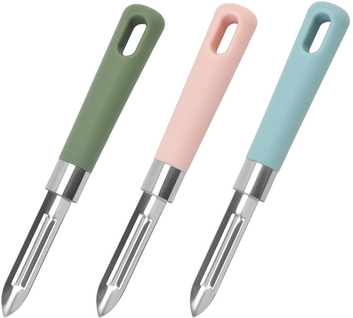 Groenteschiller met rasp,Groen + Roze + Blauw