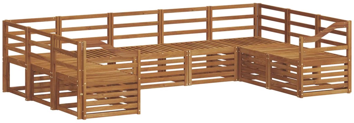 vidaXL Buiten - bank - set - 9 - st - 9-zits - Naturel - Massief - Acacia - Hout