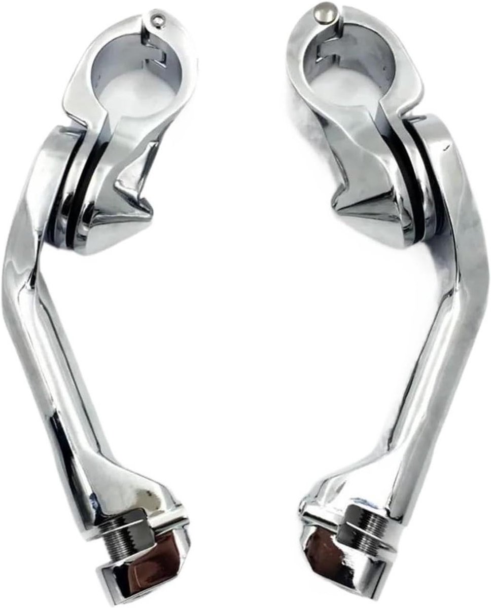 Motorfiets Voetsteunen - Motorbeschermer Pedalen - Comfortabel Rijden - Verstelbaar Schuine Ontwerp - 125 inch Klem - Zilver