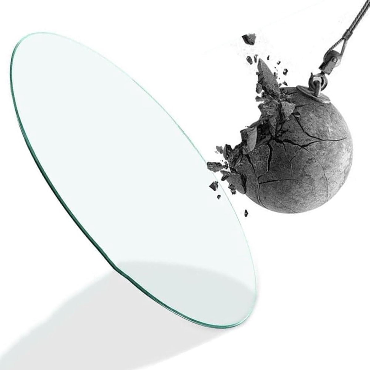 Rond Tafelblad Glas - Glazen Blad Vervanging - Tafel Beschermen - Schuine Gepolijste Rand - Ø45cm - Helder