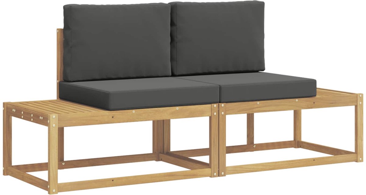 vidaXL Buiten - bank - set - 2 - st - Wit - en - antracietkleurig - Polyester Wit en antracietkleurig