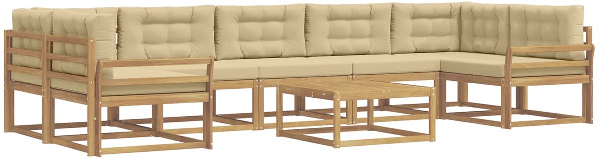vidaXL Buiten - bank - set - 6 - st - 7-zits - Wit - en - Beige Wit en Beige