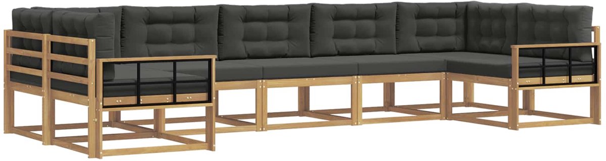 vidaXL Buiten - bank - set - 7 - st - 7-zits - Wit - en - antracietkleurig Wit en antracietkleurig