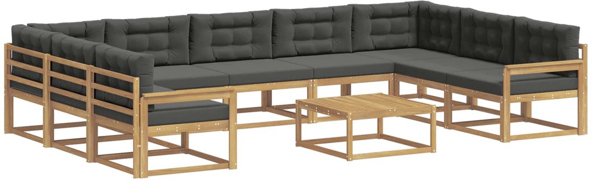 vidaXL Buiten - bank - set - 10 - st - 9-zits - Wit - en - antracietkleurig Wit en antracietkleurig