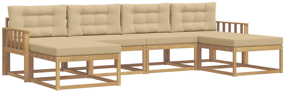 vidaXL Buiten - bank - set - 6 - st - Wit - en - Beige Wit en beige