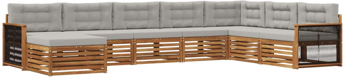 vidaXL Buiten - bank - set - 8 - st - 7-zits - Naturel - en - lichtgrijs Naturel en lichtgrijs