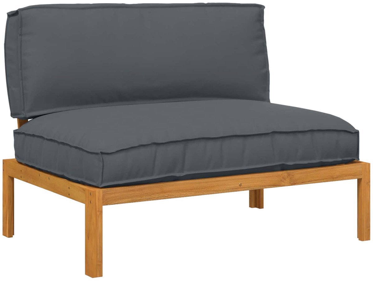 vidaXL Bankstel - Effen - Antraciet - 120 - x - 92 - x - 69 - cm - Massief - Acacia - Hout