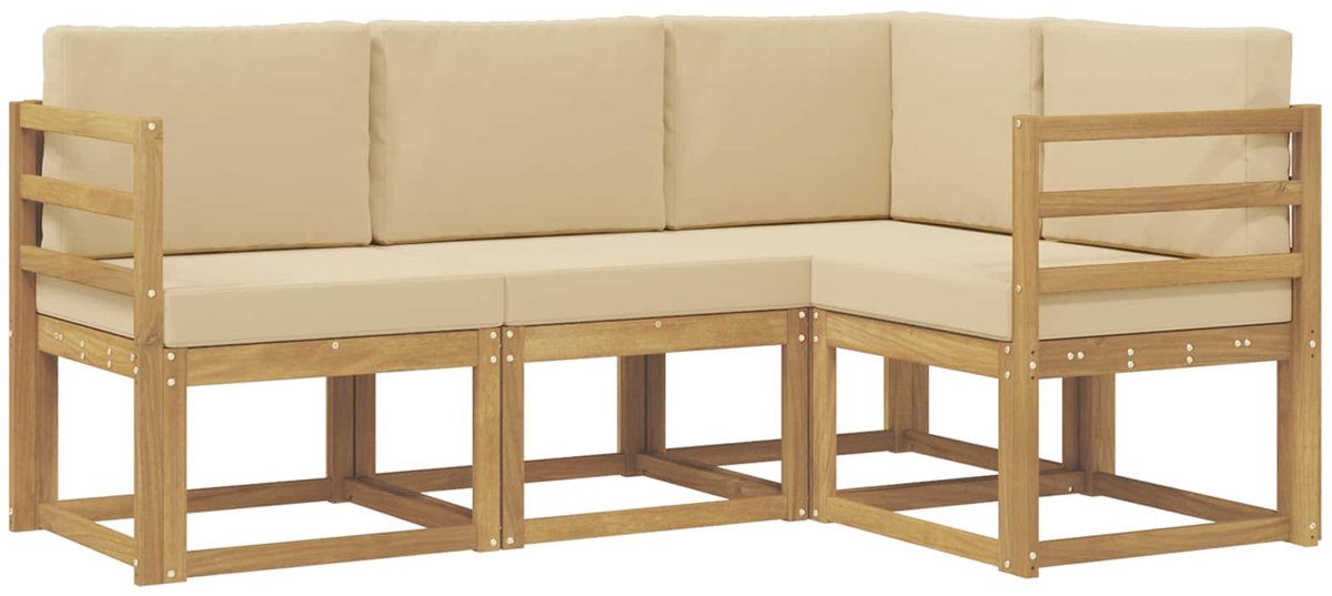 vidaXL Buiten - bank - set - 4 - st - 4-zits - Wit - en - Beige Wit en beige