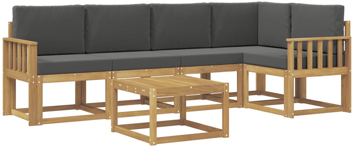 vidaXL Buiten - bank - set - 6 - st - 5-zits - Wit - en - antracietkleurig Wit en antracietkleurig