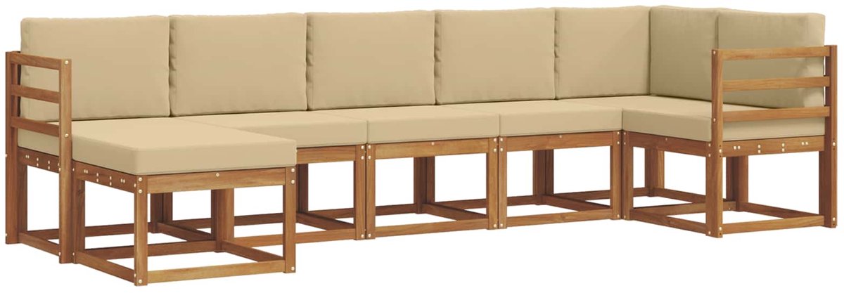 vidaXL Buiten - bank - set - 7 - st - 7-zits - Natuurlijk - en - Beige Natuurlijk en Beige