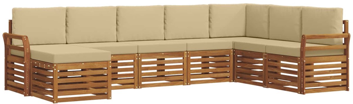 vidaXL Buiten - bank - set - 8 - st - 8-zits - Natuurlijk - en - Beige Natuurlijk en Beige