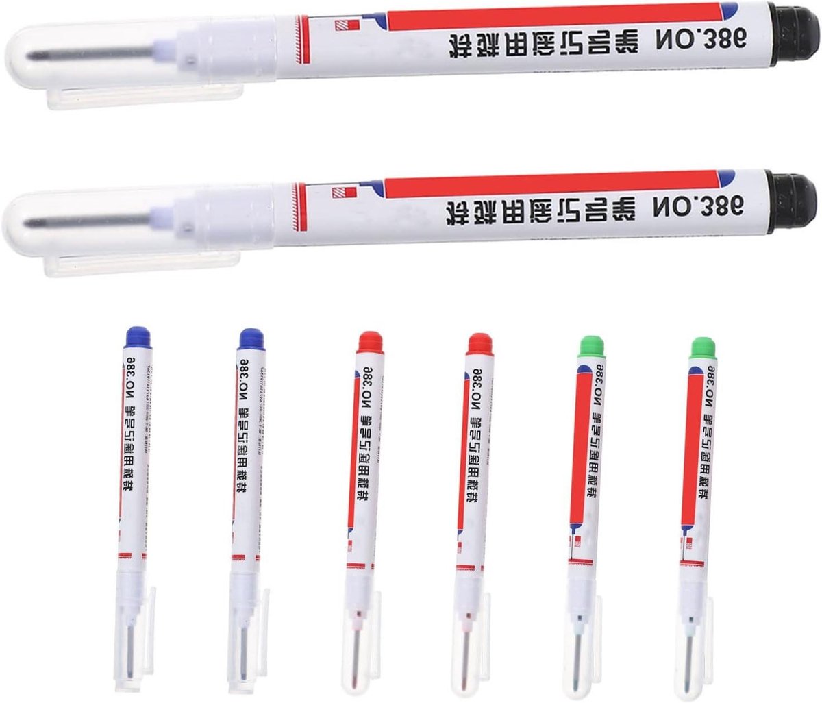 Diepe Gaatjes Markerpennen - Industriële Markers Hout Markers - Diepe Gaten Markeren - Waterbestendige Inkt - 13.7 cm Lengte