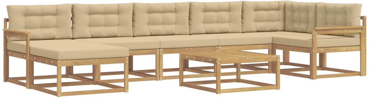 vidaXL Buiten - bank - set - 8 - st - 7-zits - Wit - en - Beige Wit en Beige